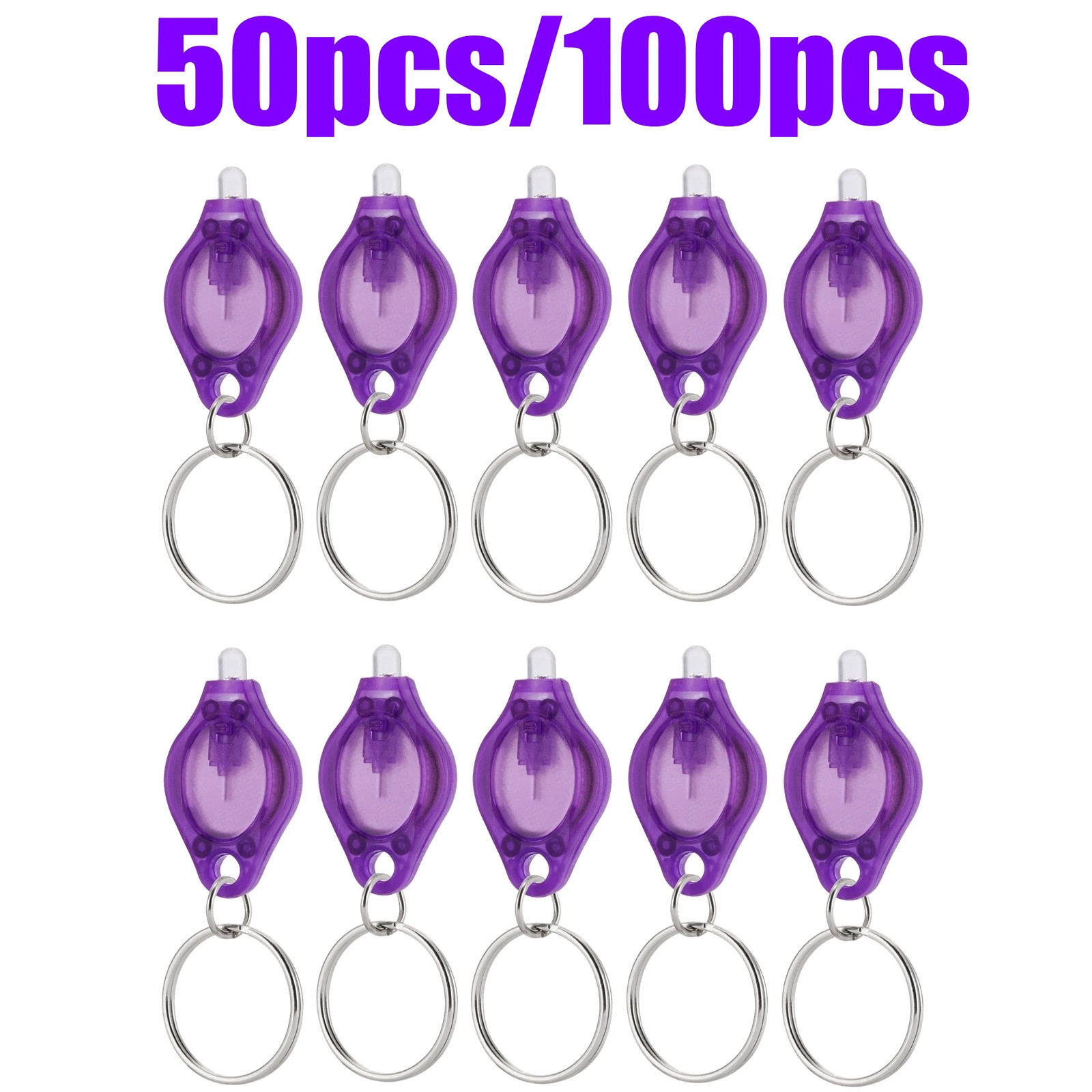 50/100pc 395nm UV Keychain Light Ultraviolet Key Chain Fluorescent Detector Lamp