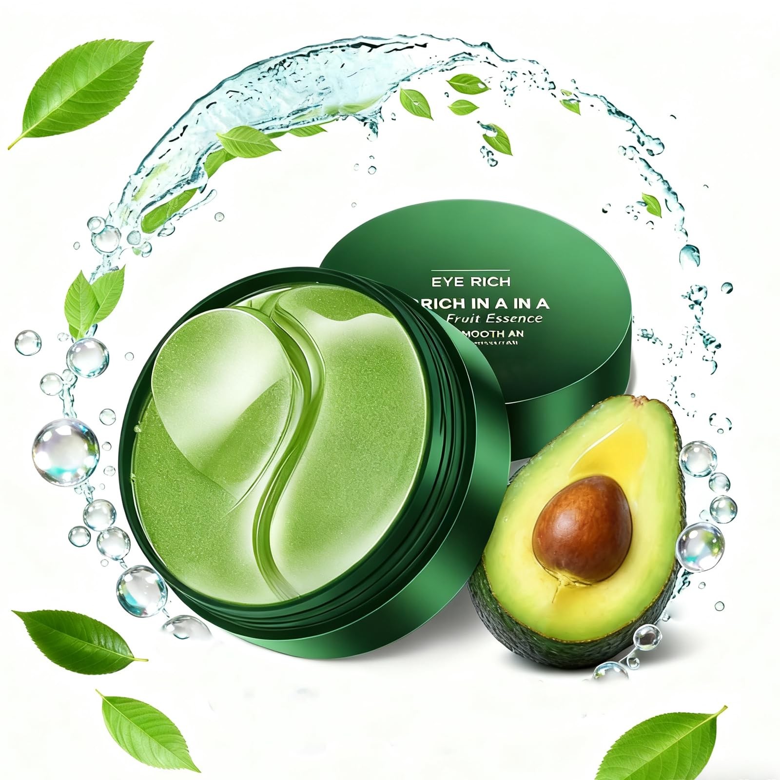 Avocado Eye Mask 60 Pcs,Under Patches for Dark 1 Ounce (Pack of 1), green