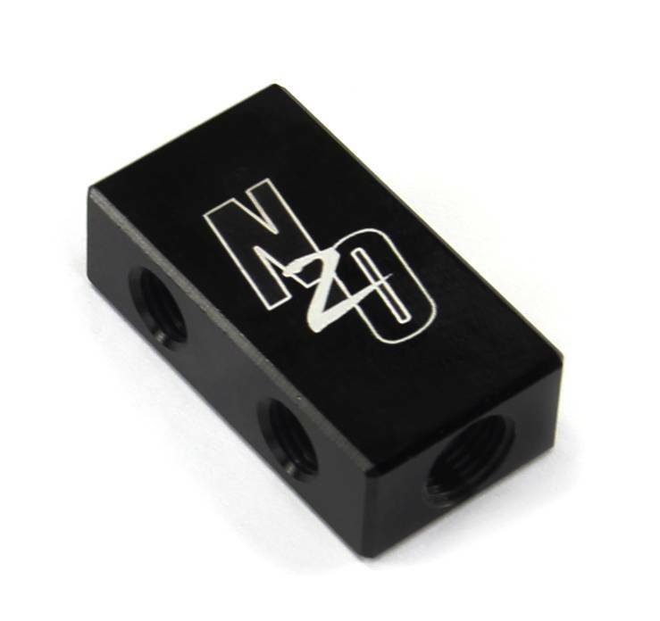 Nitrous Outlet Compact 2 in 4 Out Distribution Block w/ sensor port location.