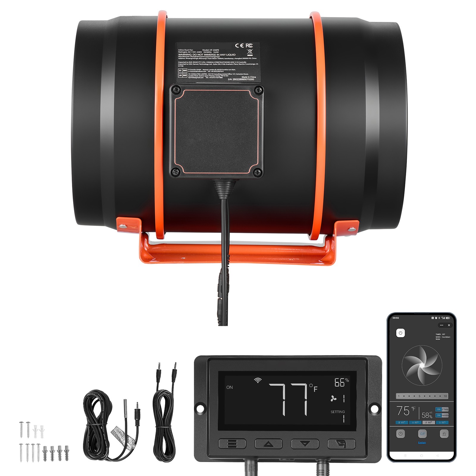 Uimoso 8-Inch Inline Duct Fan, 807 CFM, EC Motor, App-Controlled Ventilation