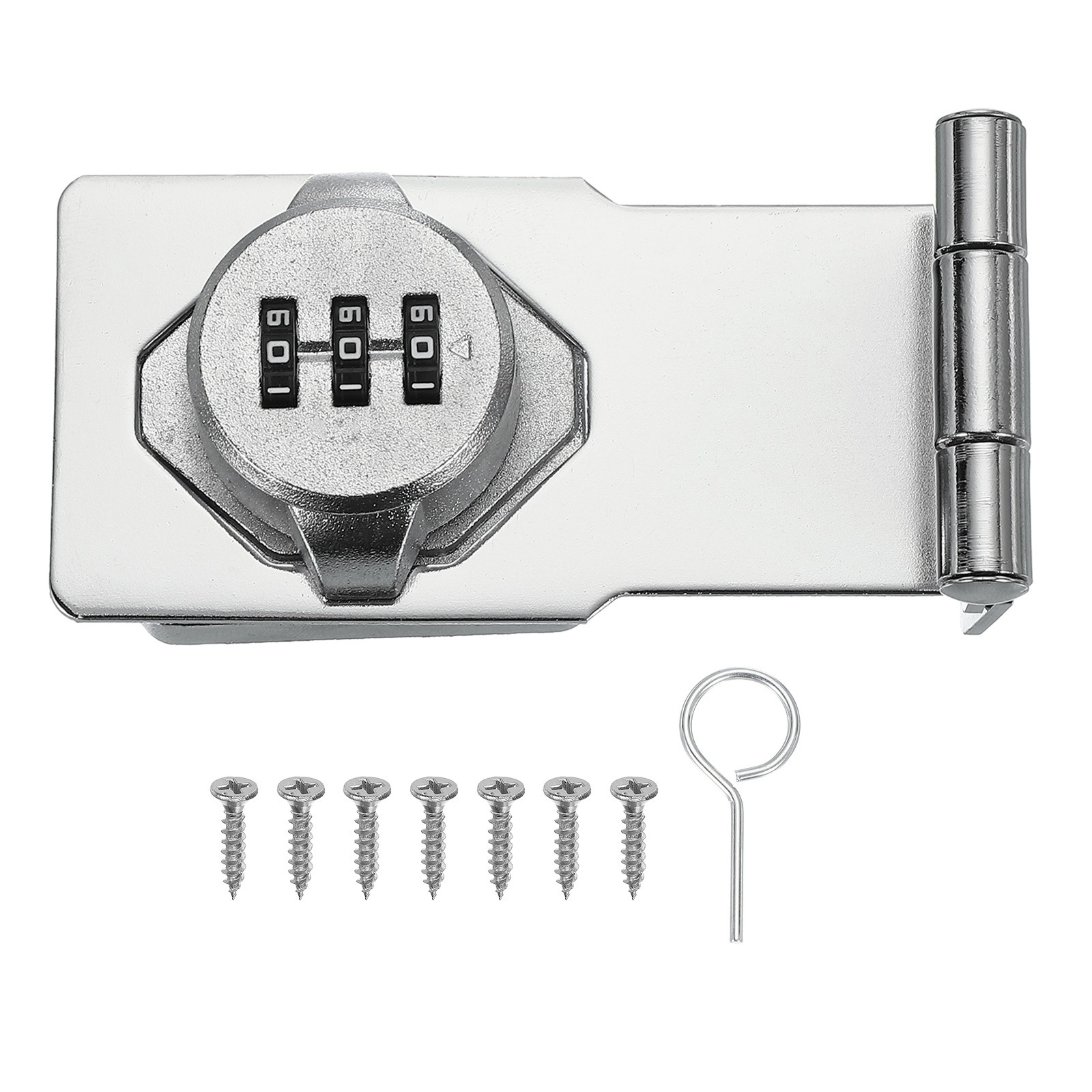 Password Rotary Hasp Locks Mechanical Cabinet Latch Locks 3.5" Silver