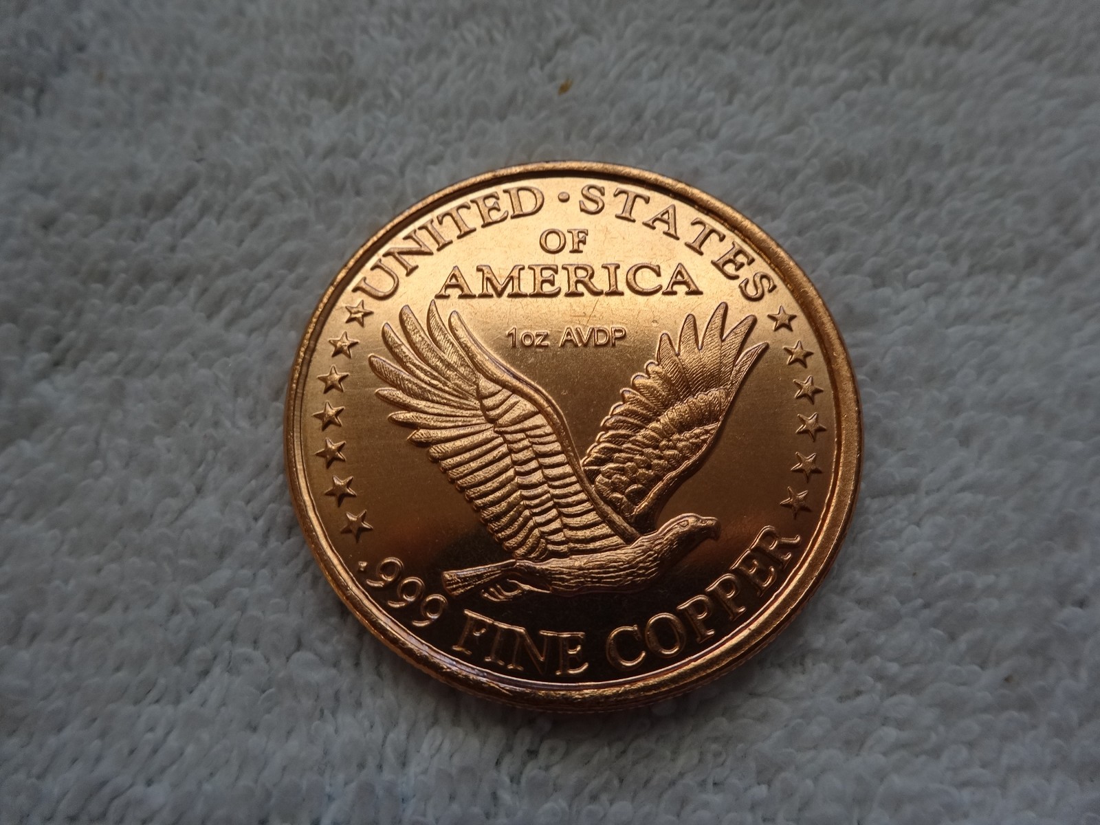 COIN - STANDING LIBERTY- SOLID COPPER- 1 1/2", 1 OZ, NEW UNCIR CONDITION