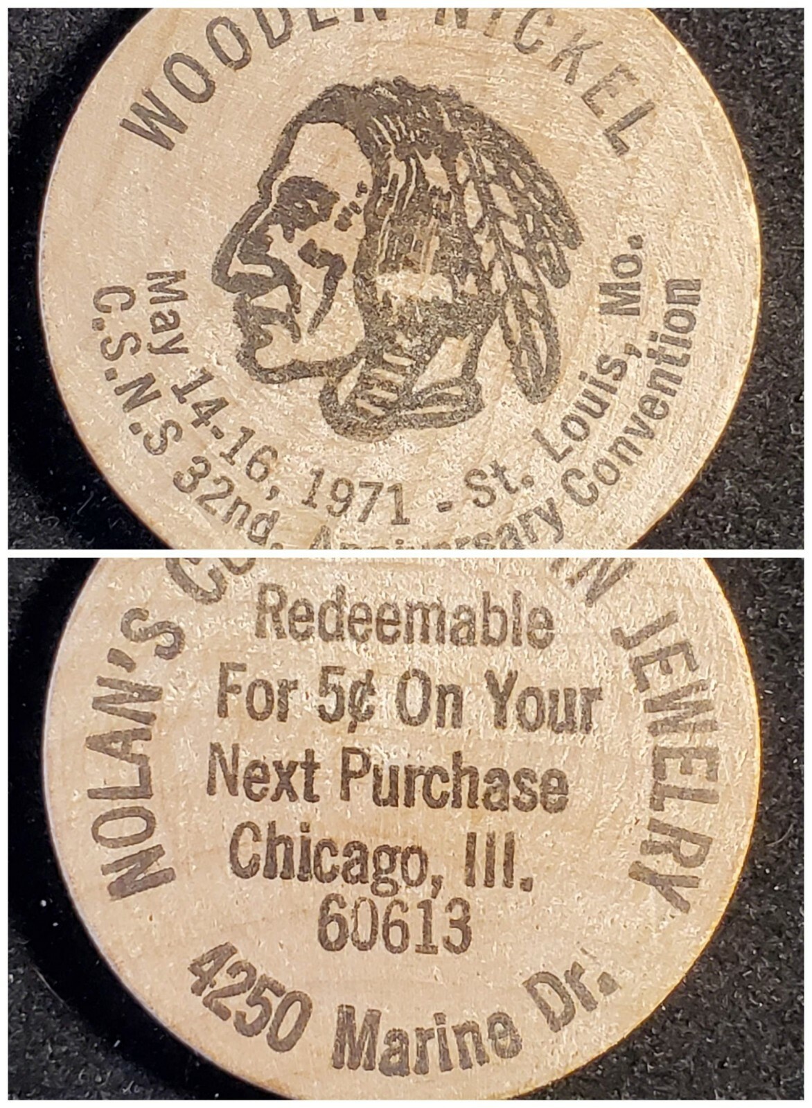 C.S.N.S. 32nd Convention St. Wooden Nickel Nolan's Cut Out Coins lot 2s