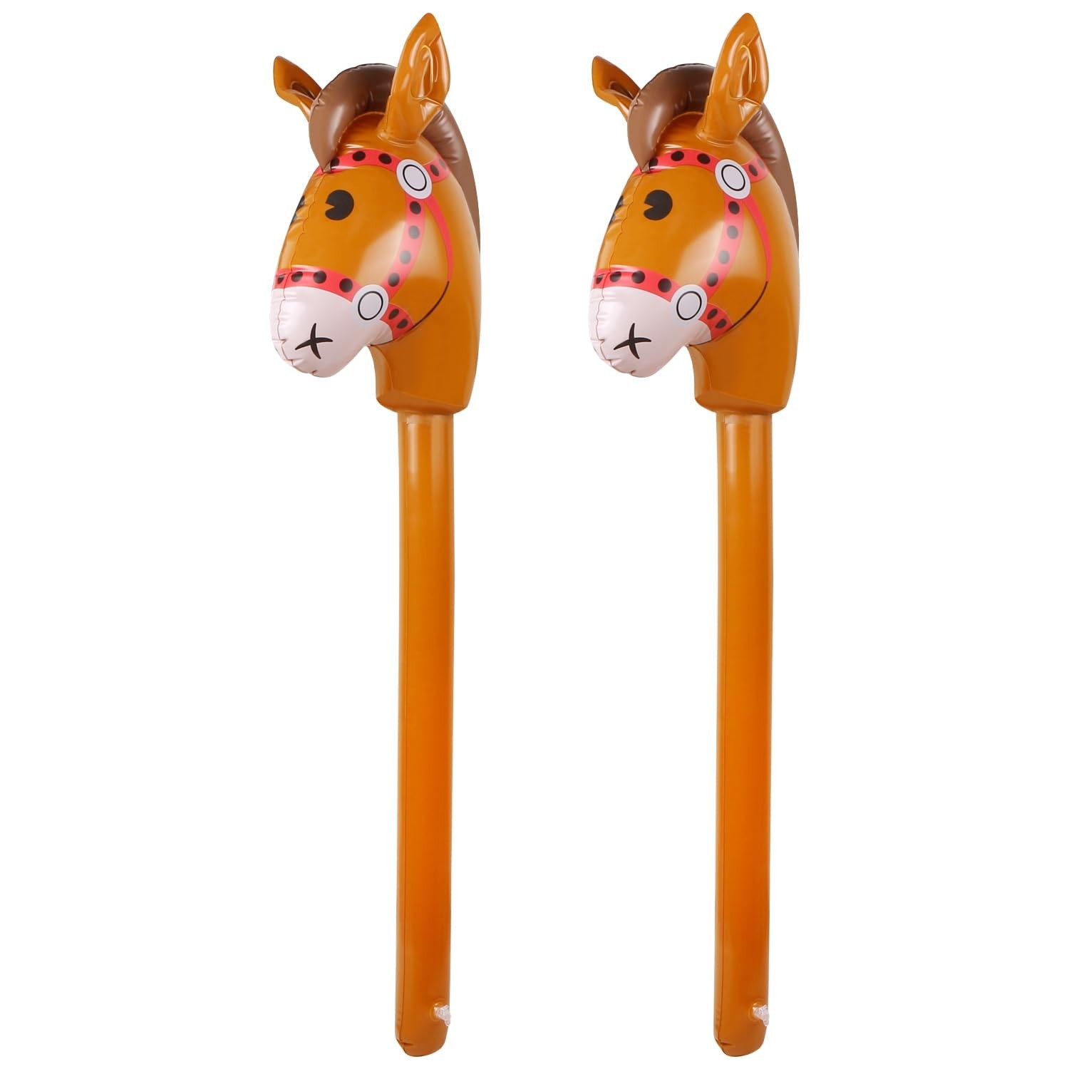 2PCS Inflatable Stick Pony, Inflatable Pony Head on Stick Horse Costume for H...