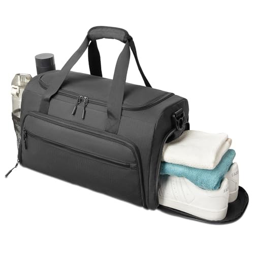 Gym Bag for Men Women, Small Fitness Workout Sports Bag with Wet Pocket & Black