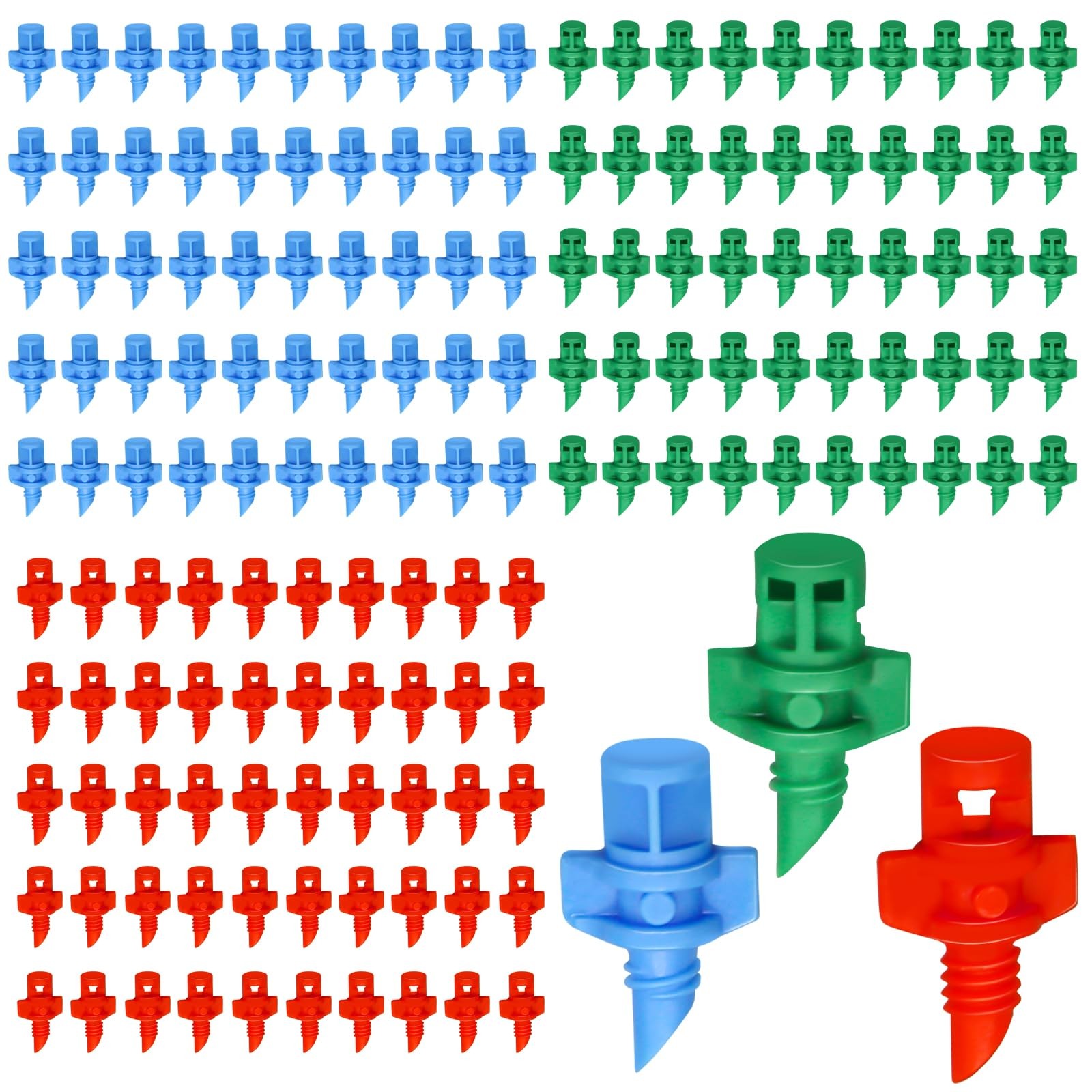 150Pcs Drip Irrigation Emitters, Micro Sprinkler Heads Misting Blue/green/red
