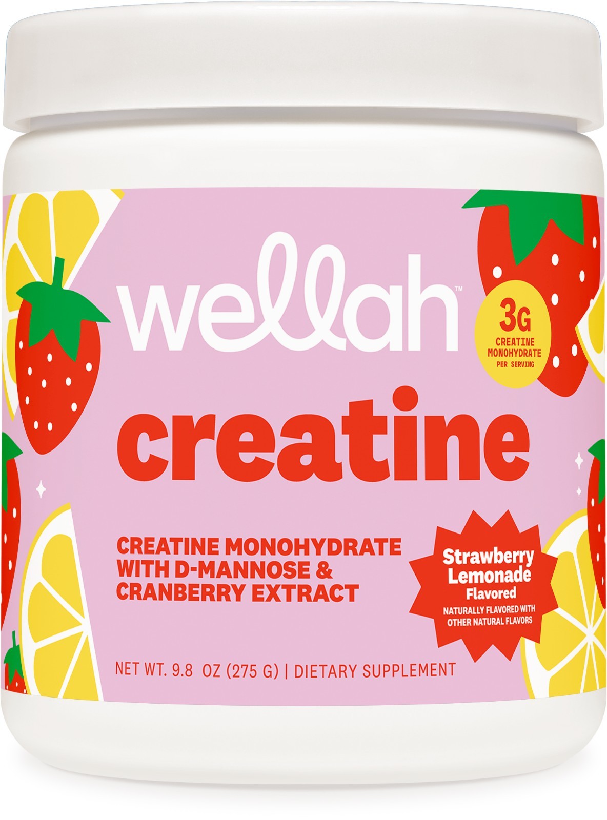 Wellah Creatine for Women (50 Servings, Strawberry Lemonade)