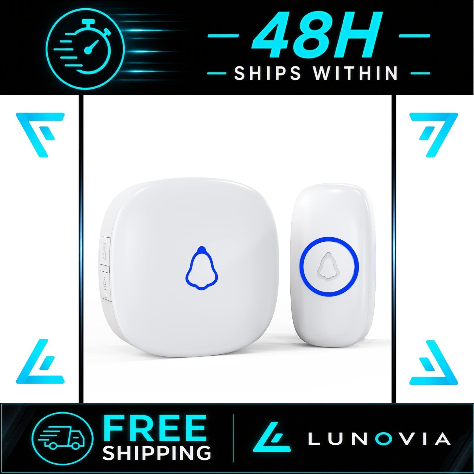 SECRUI Wireless Doorbell - Waterproof, 58 Chimes, 1000Ft Range