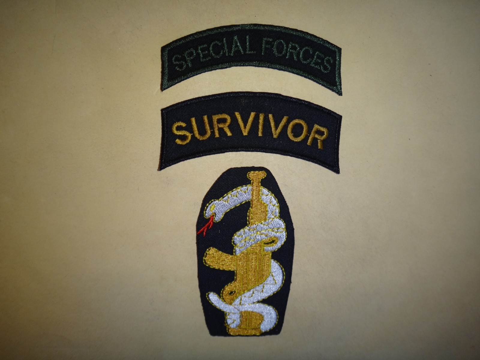 3 Vietnam War Patches: SPECIAL FORCES + SURVIVOR + SNAKE Around Rifle