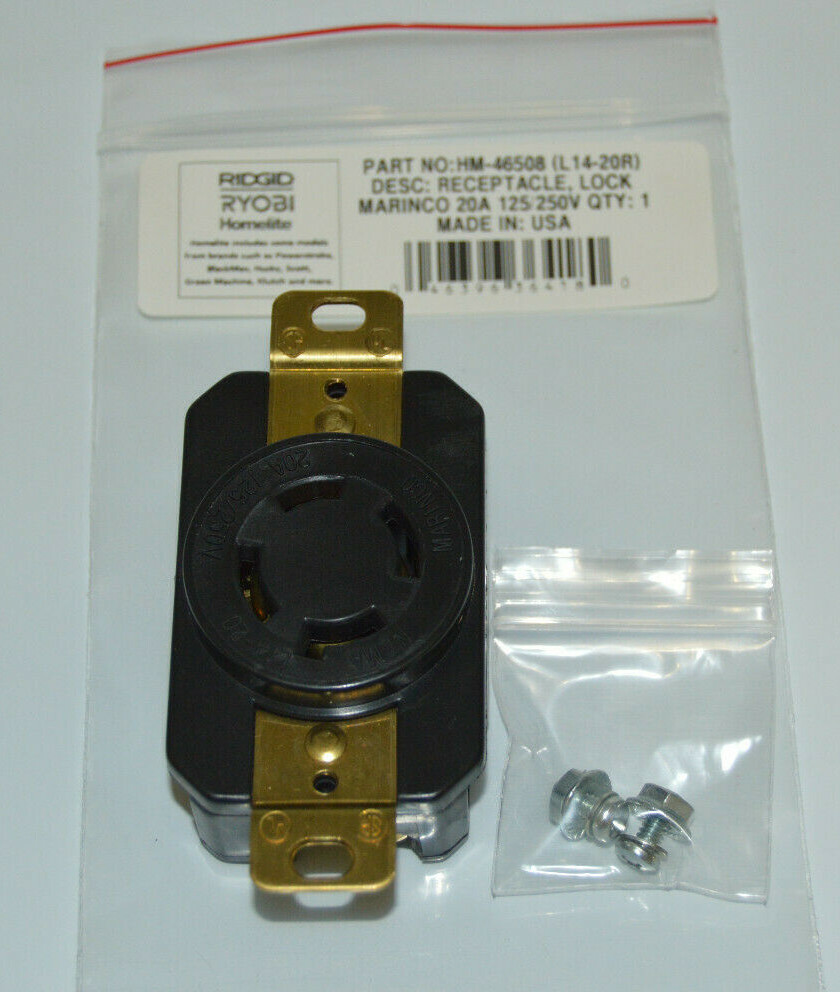 Homelite Receptacle,Locking HM-46508, Marinco L14-20, L14-20R, 20A 125/250V, NEW
