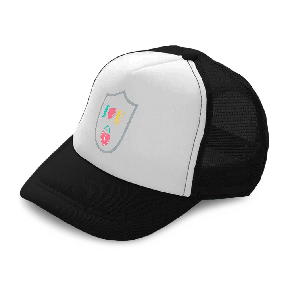 Kids Trucker Hat I Love You Heart Key Polyester Boys Caps & Girls Caps