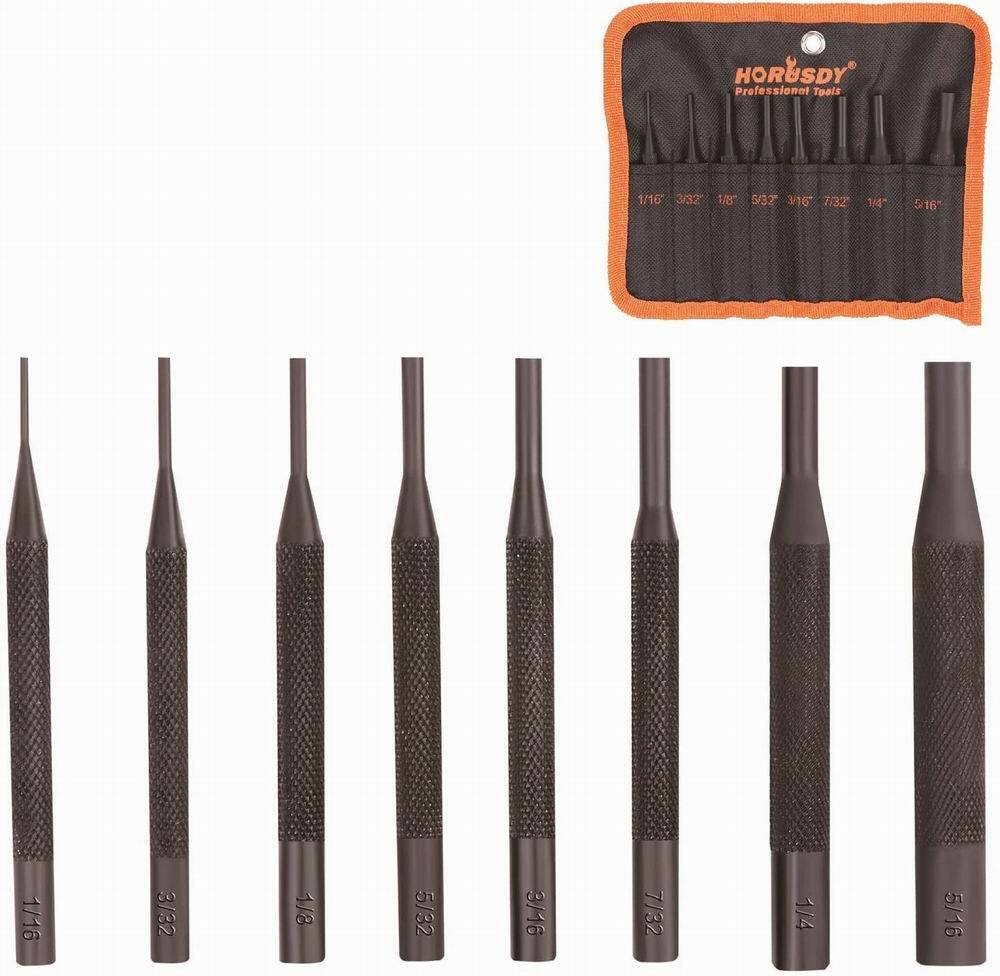 8 Pcs Forged Steel Pin Punch Set in Roll Up Case Rifle Gunsmithing Jewelers Auto