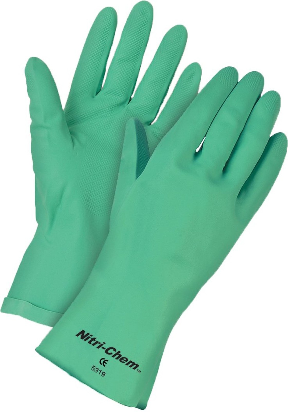 MCR Safety 5319 9-1/2-Inch Nitri-Chem Seamless Nitrile Buna Rubber Gloves wit...