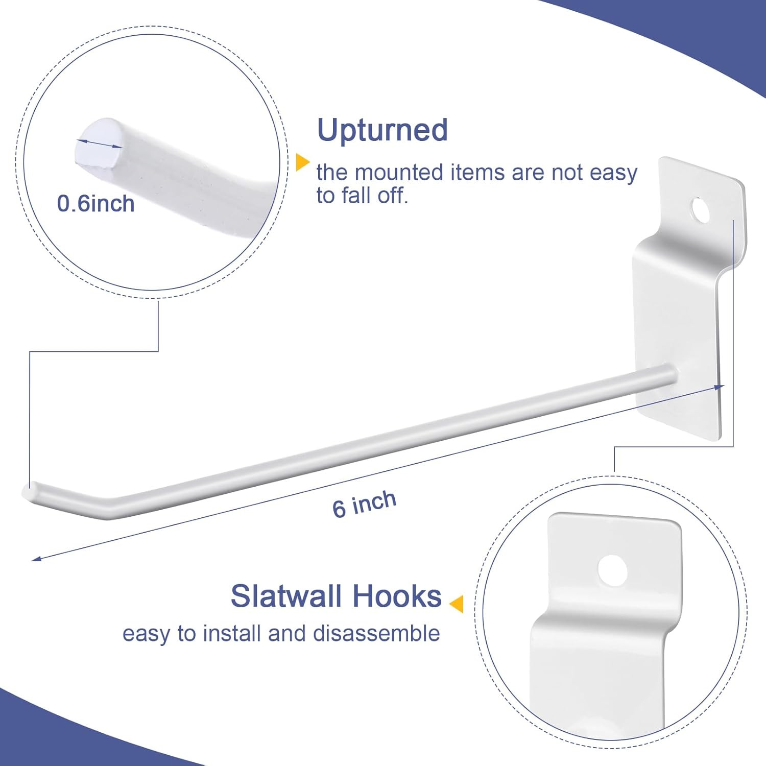 100 Pcs Slatwall Hooks 6 Inch Panel Display Metal Slat Wall Hanging Hooks Peg...