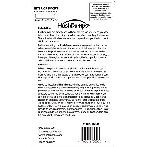 HushBumps Ultra-Quiet Bumpers for Interior Doors Doors, Clear