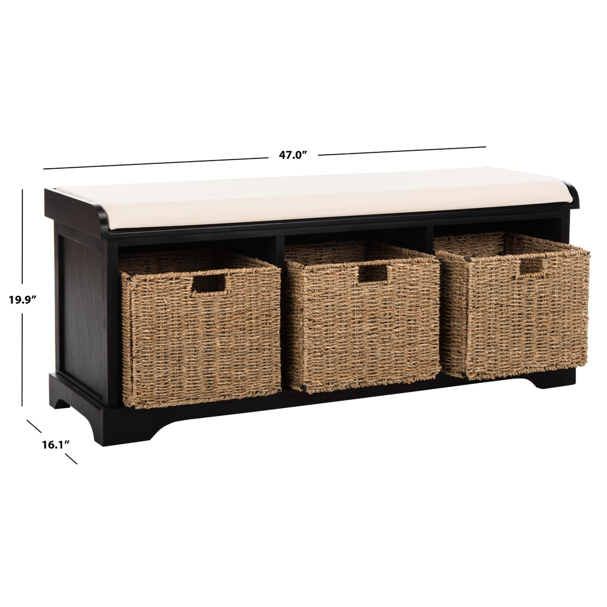 SAFAVIEH Lonan Wicker Storage Bench | Black |