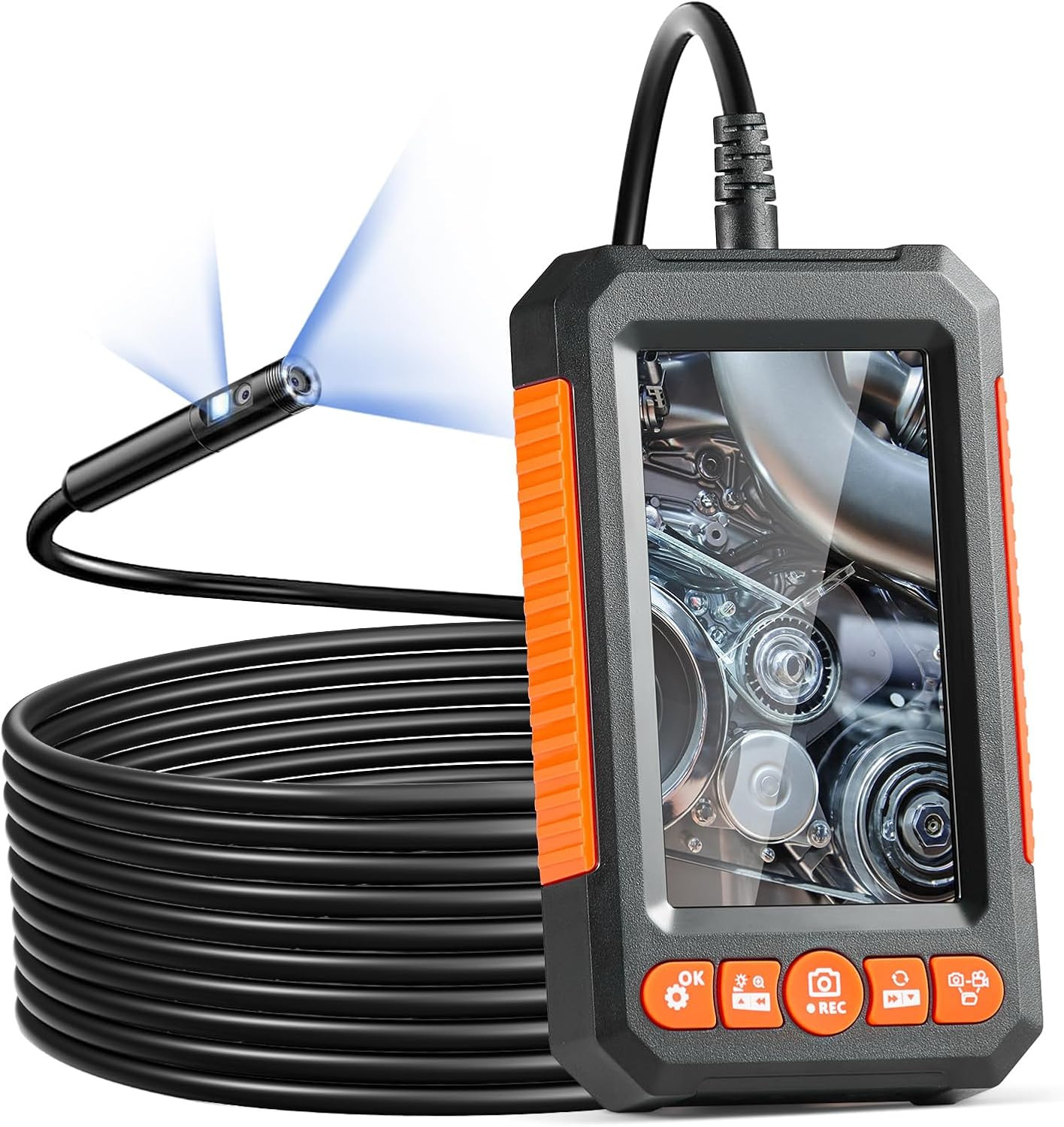 Endoscope Camera with Light, Dual Lens Industrial Borescope, 4.3" Screen 1080P I