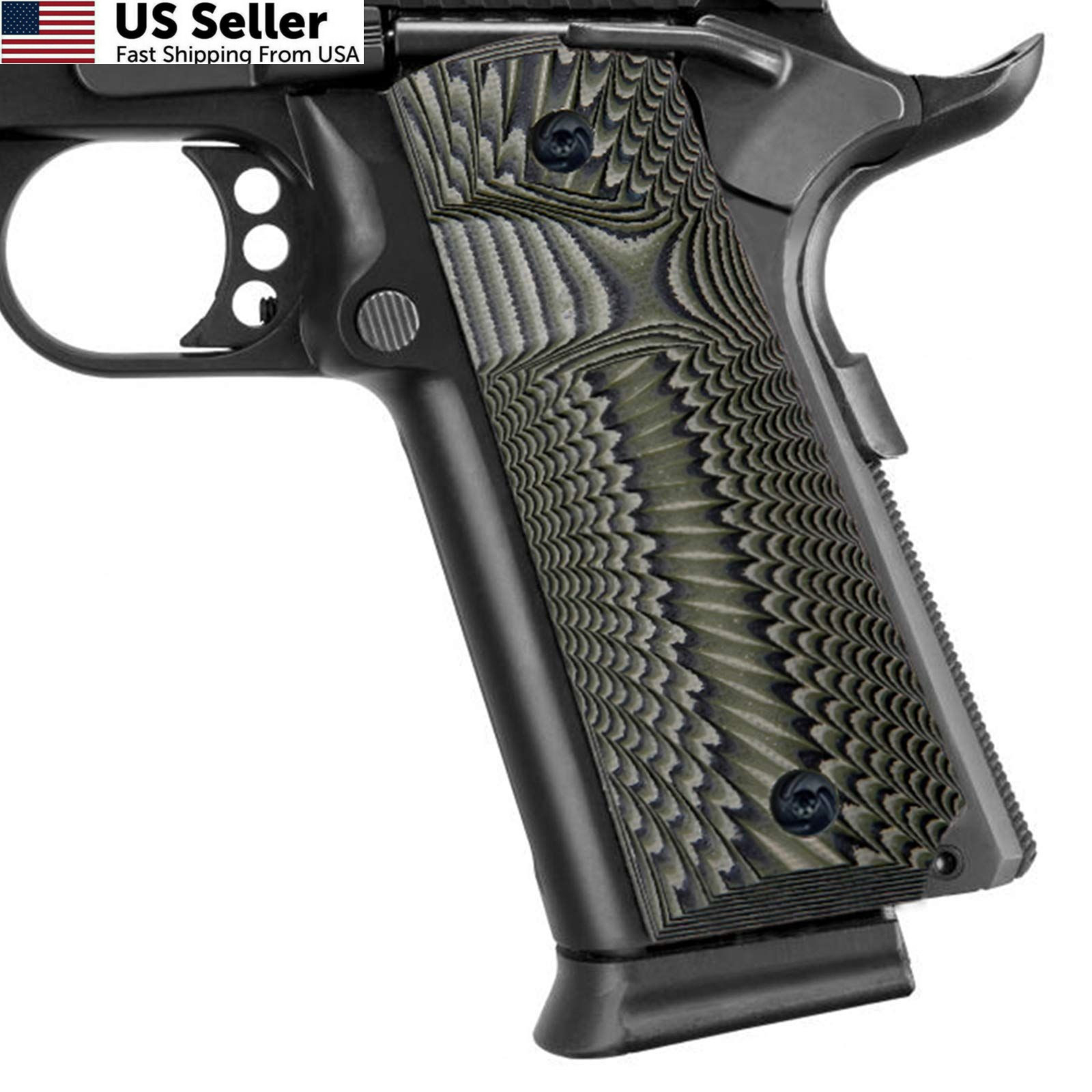 Guuun 1911 Full Size G10 Grips Sunburst Texture Ambi Safety Big Scoop FROM USA