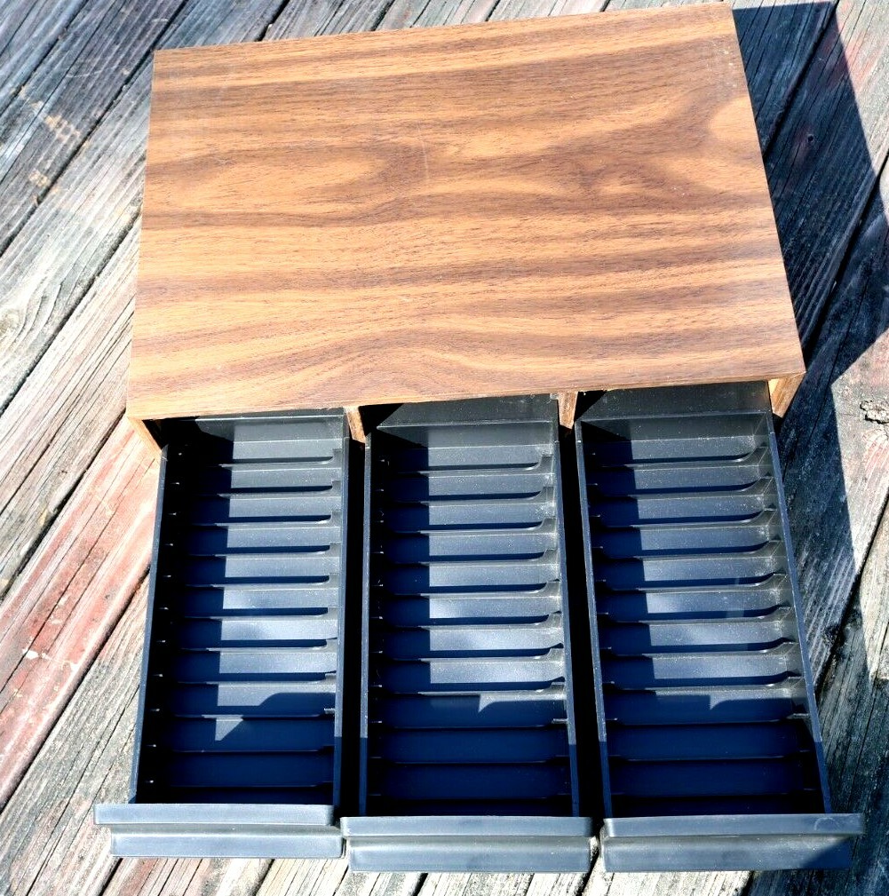 VINTAGE PHILLIPS CASSET TAPE STORAGE DRAWERS BY PHOENIX HOLDS 36 TAPES
