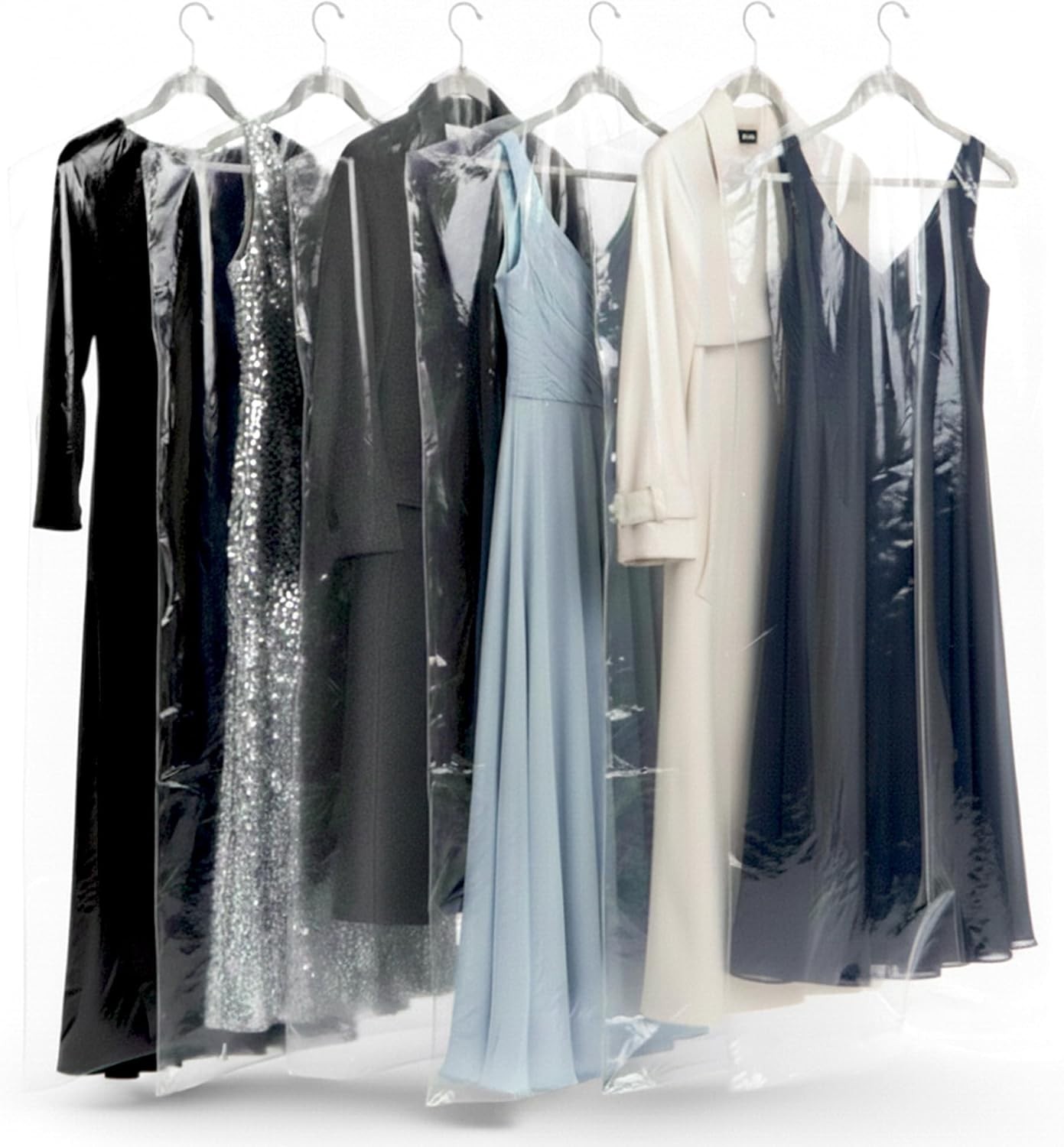 Plasticplace Clear Plastic Garment Bags for Dresses 21" X 4" X 72", 50 Count