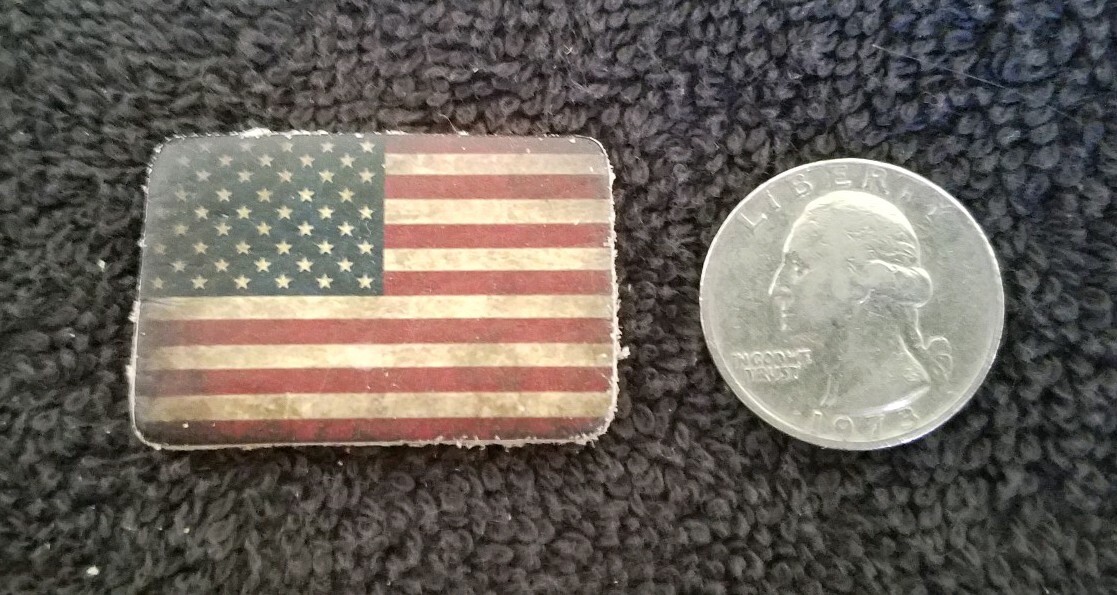 VINTAGE STYLE Mini ALL Leather AMERICAN FLAG MOTORCYCLE JACKET PATCH Sticky Back