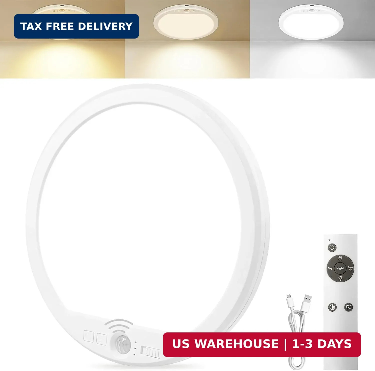 OSIDEN Rechargeable Motion Sensor Ceiling Light with Remote | Wireless Magnetic
