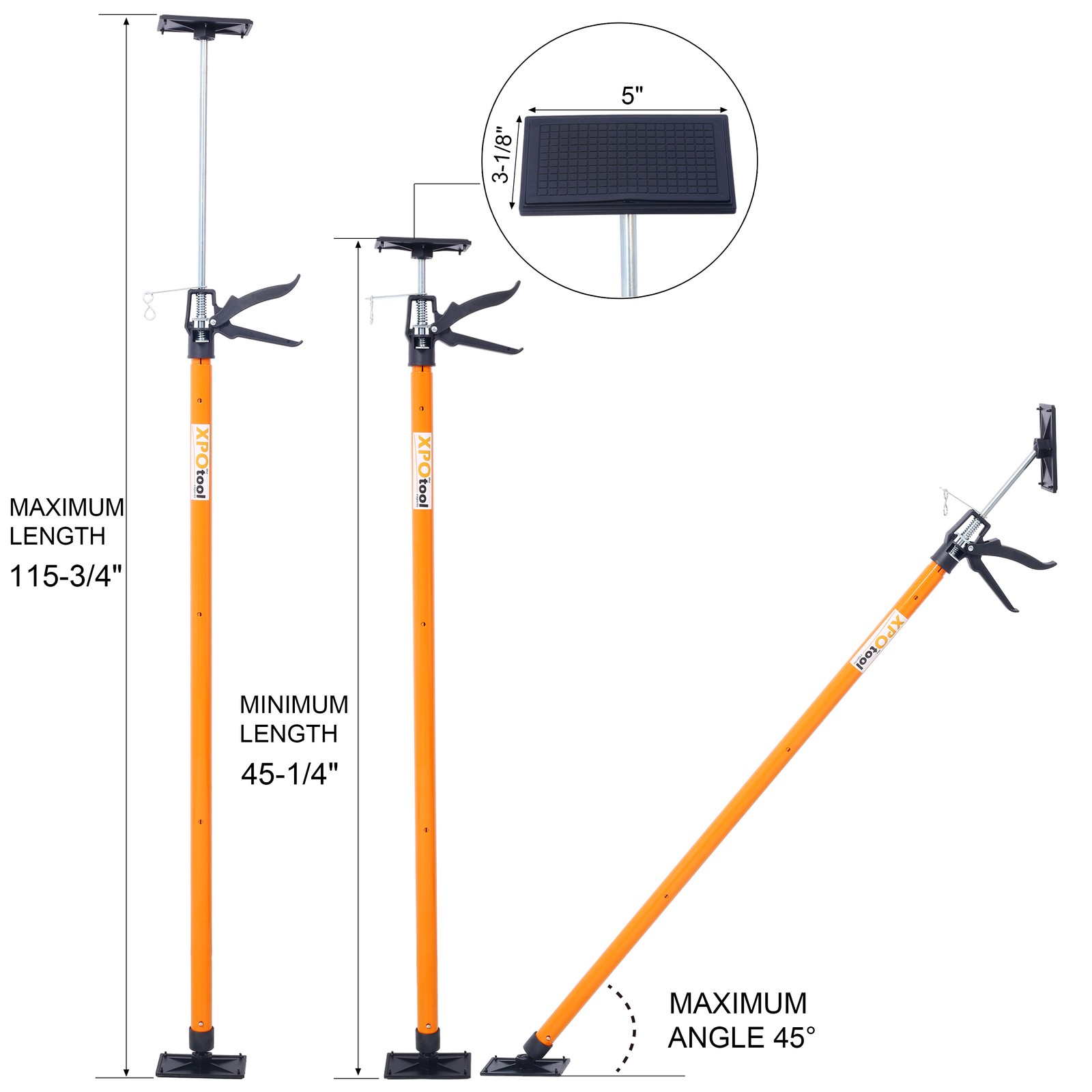 4 Pack Adjustable Cabinet Jacks Support Pole 45"-114" for Installing Cabinets