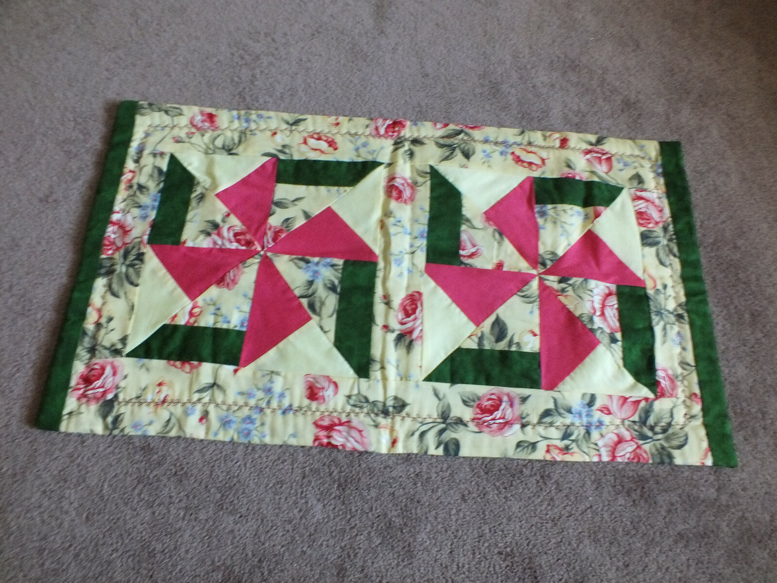 Beautiful Handmade Fall Spring Table Linen Reversible 28 x 15" NICE