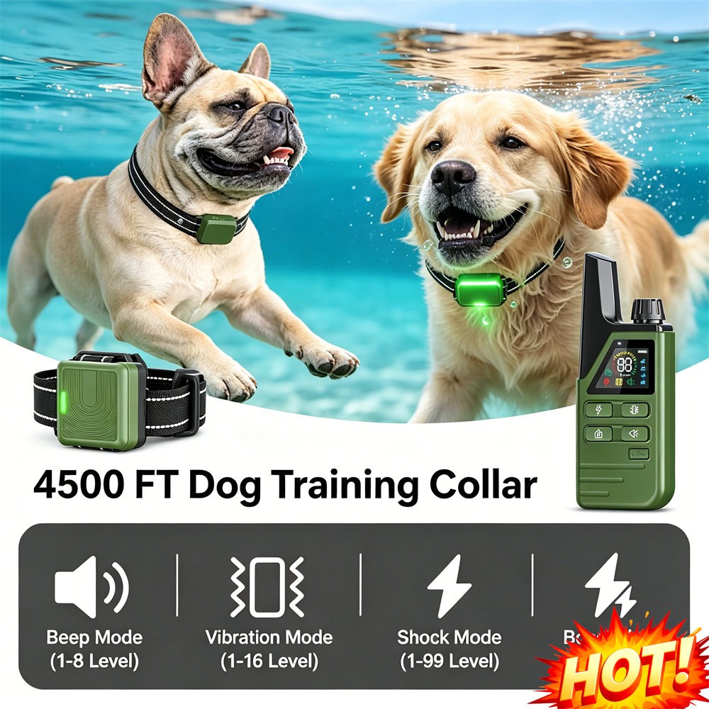 4500 FT Dog Training Collar Rechargeable Remote Shock Pet Waterproof Trainer