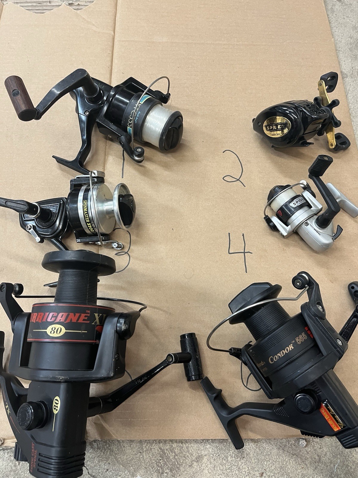 Vintage Large Spinning Long Cast Fishing Reels Rare Old Spider Reel And Spinner