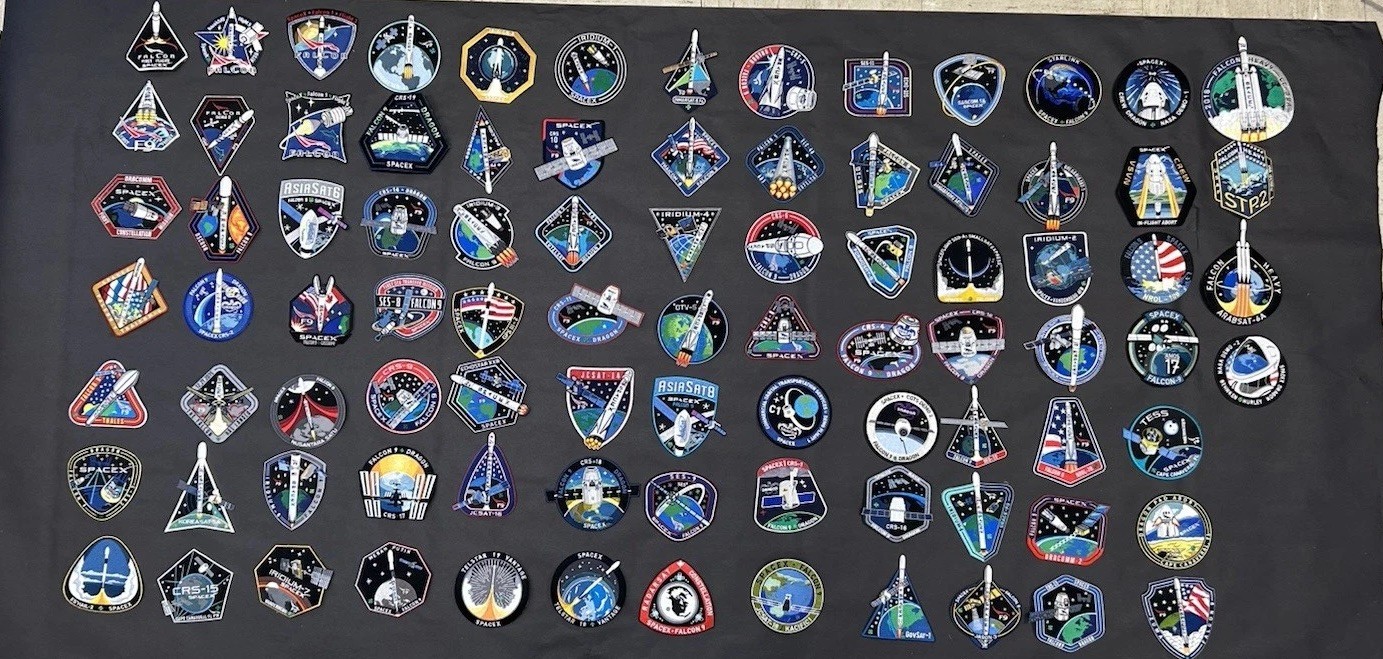 SpaceX Patch Lot.  88 Total Patches, Falcon Heavy, F9, Patches Lot, Authentic