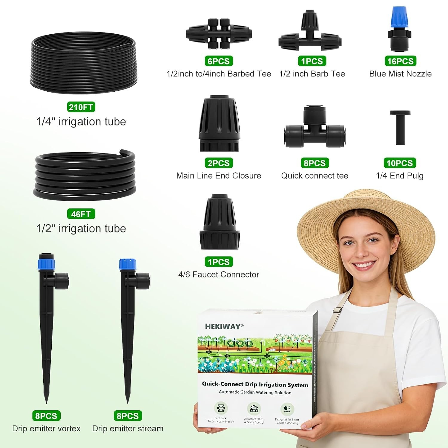 256Ft Quick-Connect Drip Irrigation System Kit for Efficient Garden and Green...