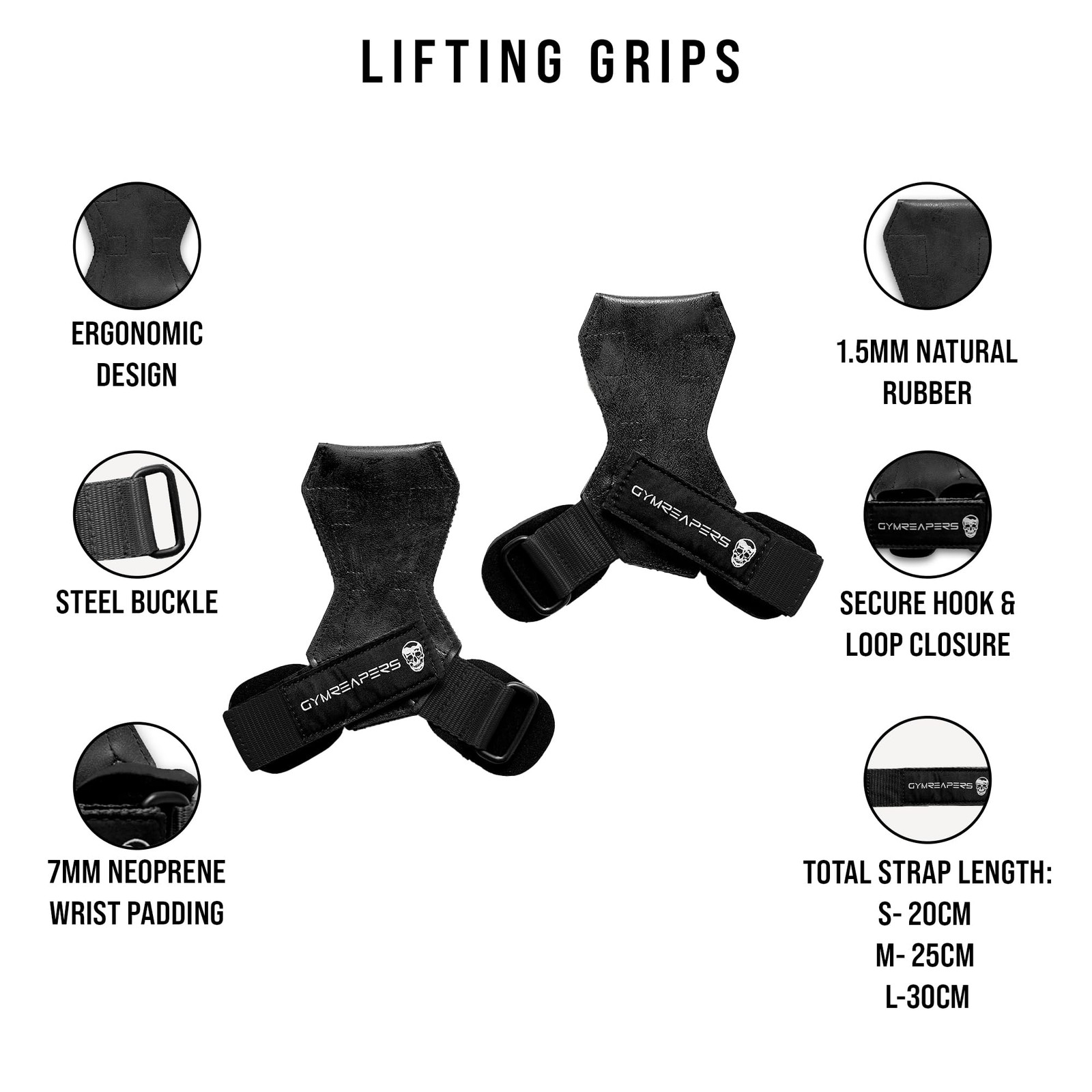 Weight Lifting Grips (Pair) for Heavy Powerlifting, Deadlifts, Rows, Pull Ups...