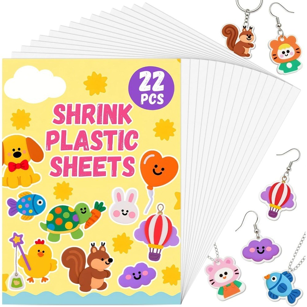 Shrink Film Paper DIY Craft Kit for Keychains Christmas Art Projects 22 Sheets