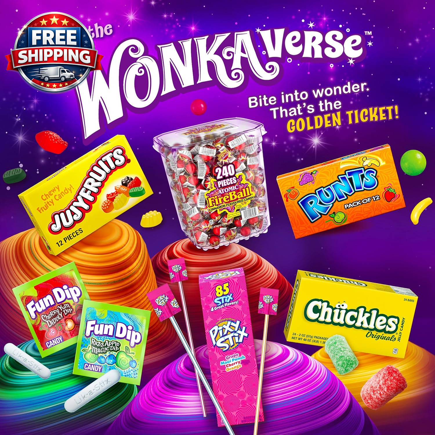 Wonka Runts Hard, Chewy & Fruity Candy, Recloseable Bag 12.0 Oz