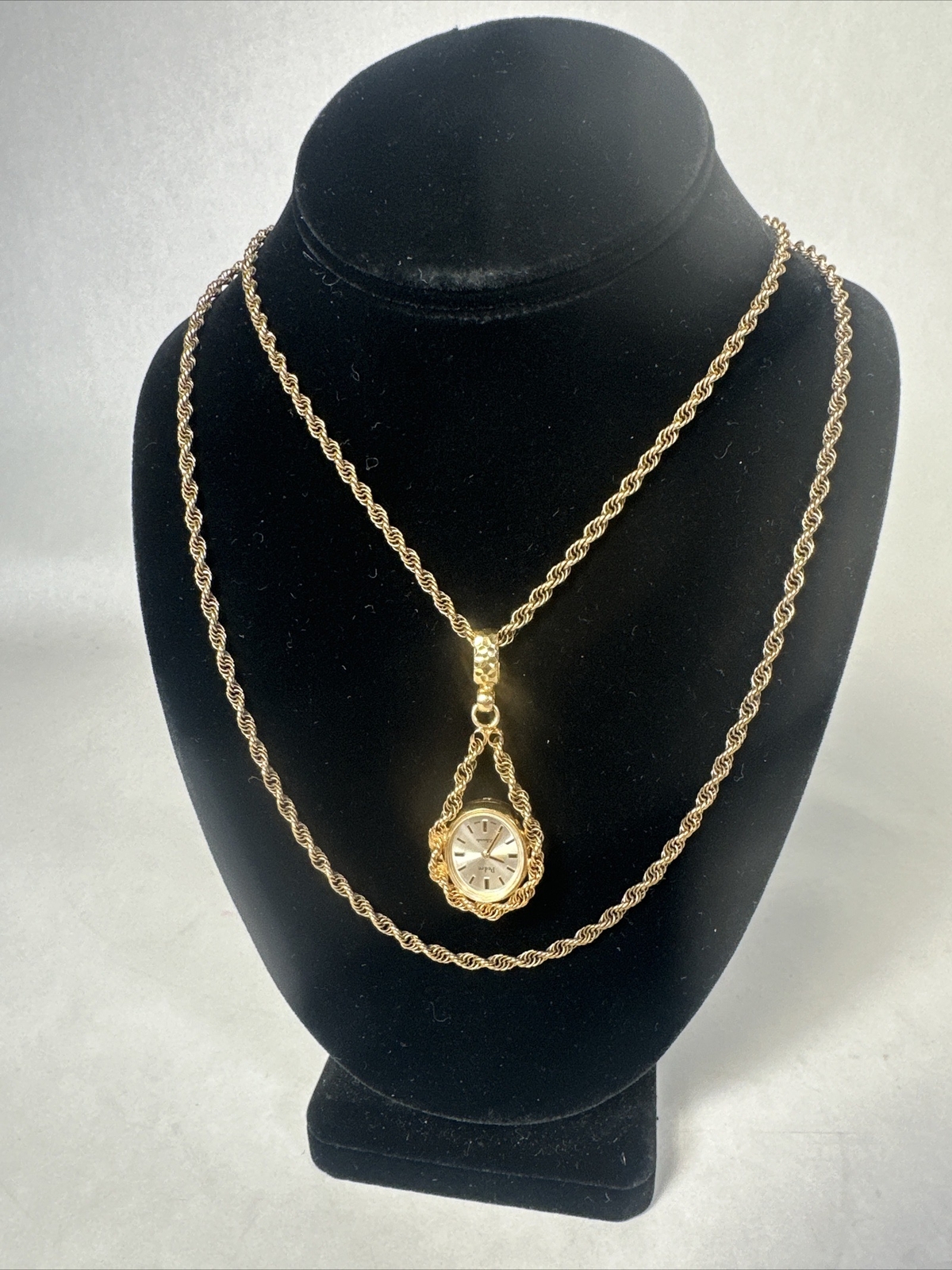 Pedre 17 Jewels Swiss Vintage Wind Pendant Watch 12k GF Double Rope Chain EUC