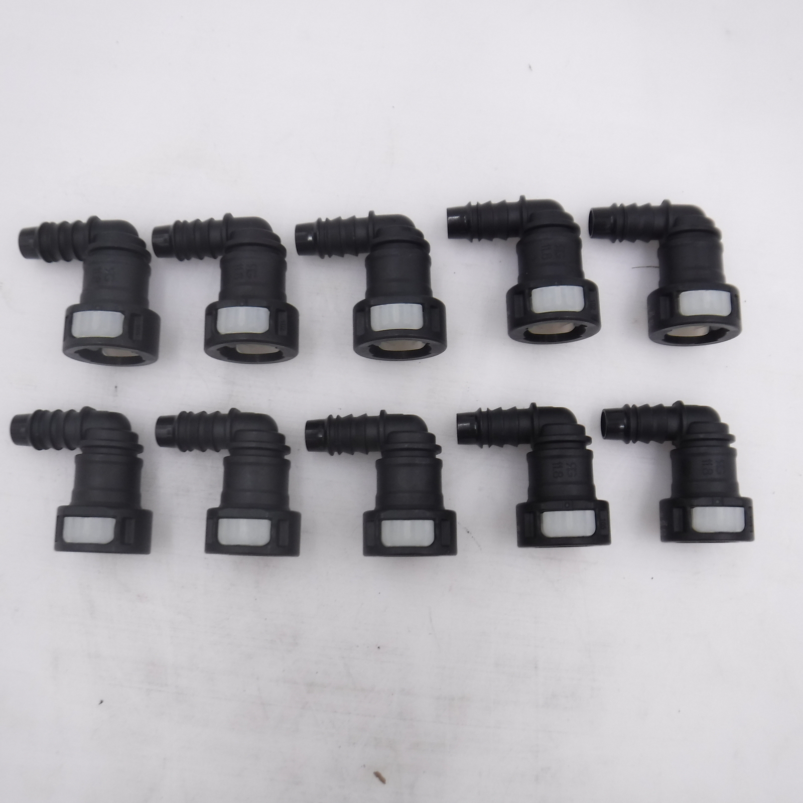 Pack of 10 Fuel Line Connectors with Double Lock, 11.8mm 90 Degree