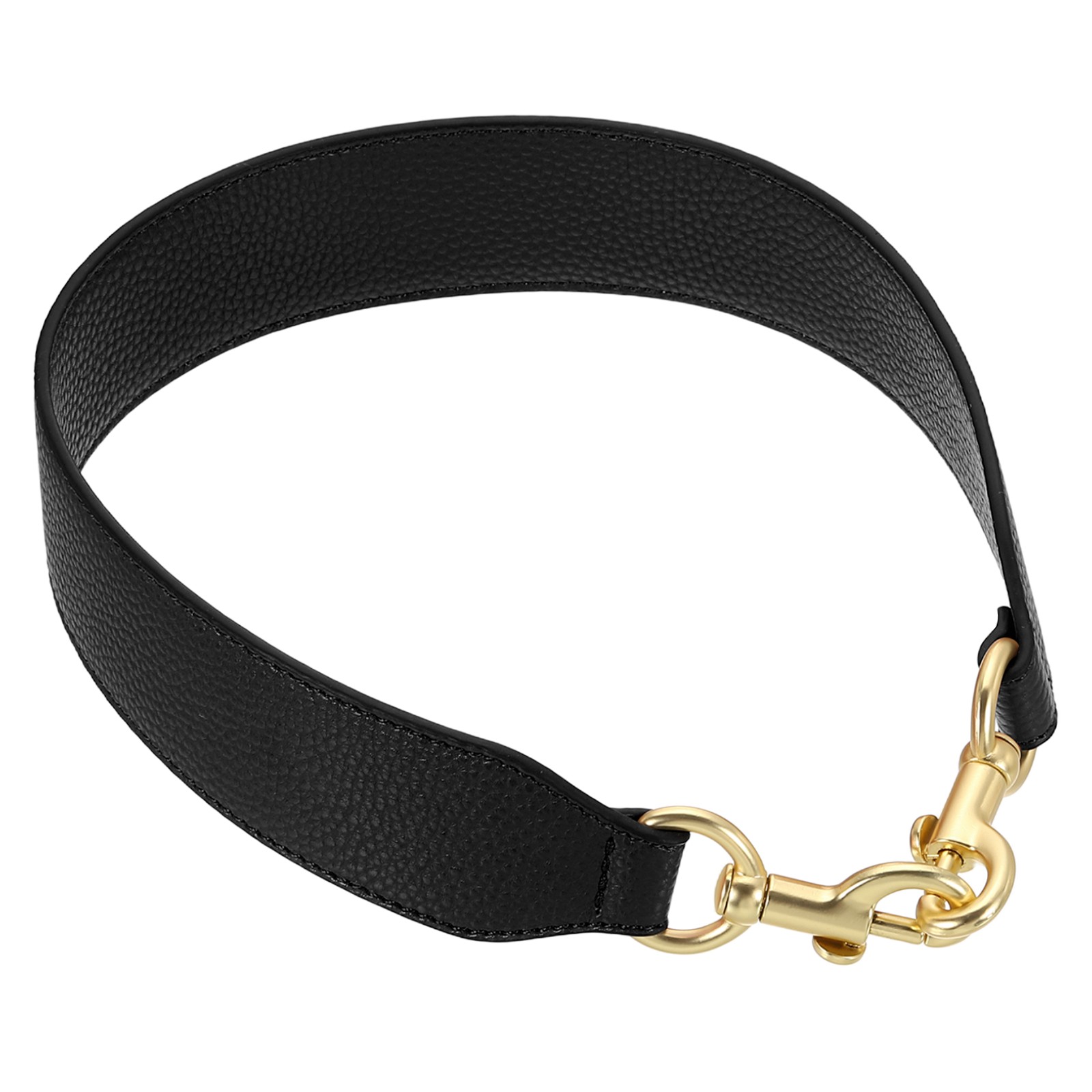 22.83" PU Leather Short Bag Strap with Clasp, Black, Light Gold Buckle