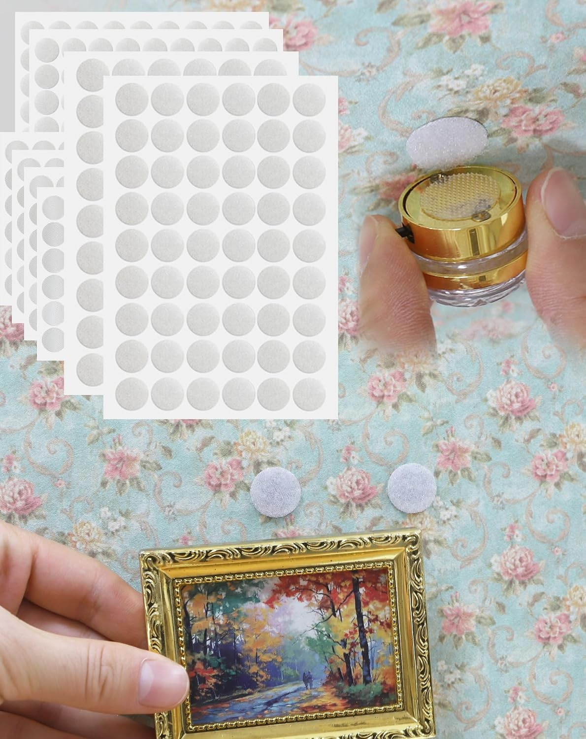 Hook and Loop Dots with Adhesive 432 Pcs 0.59Inch Diameter Sticky Circle Dots fo