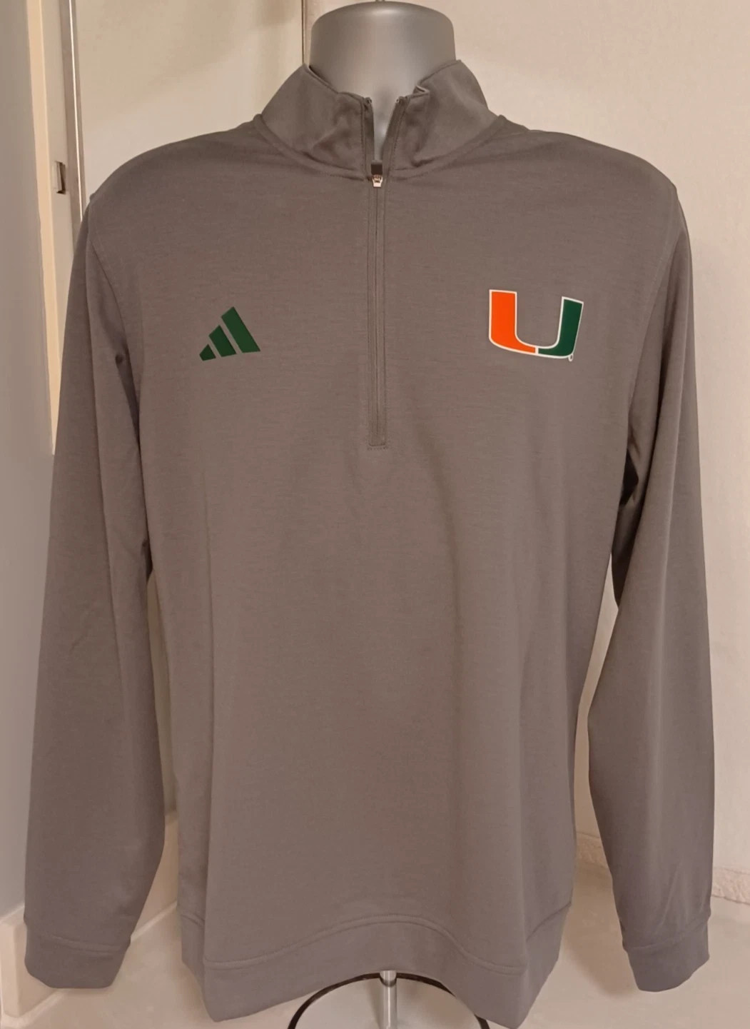adidas Miami Hurricane U Elevated Coaches Golf 1/4 Quarter Zip XL JZ8554 $100