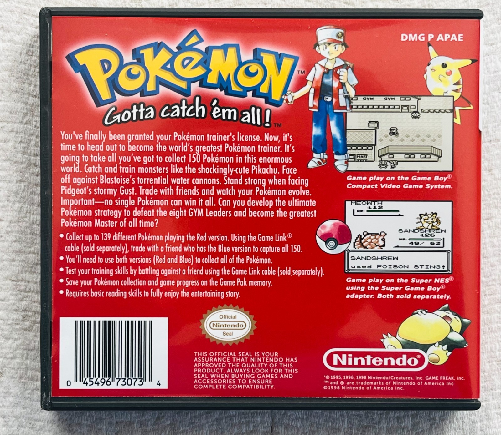 Pokemon Red Version CASE ONLY Game Boy Box Pokémon Nintendo DS Case Sized