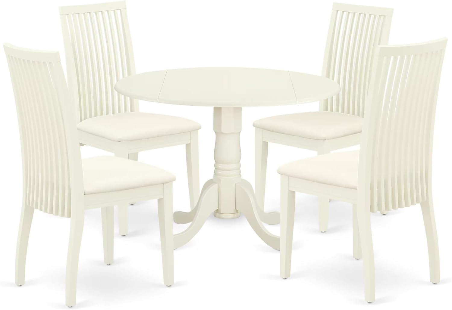 DLIP5-WHI-C 5 Piece Kitchen Table & Chairs Set Includes a round Dining Table wit