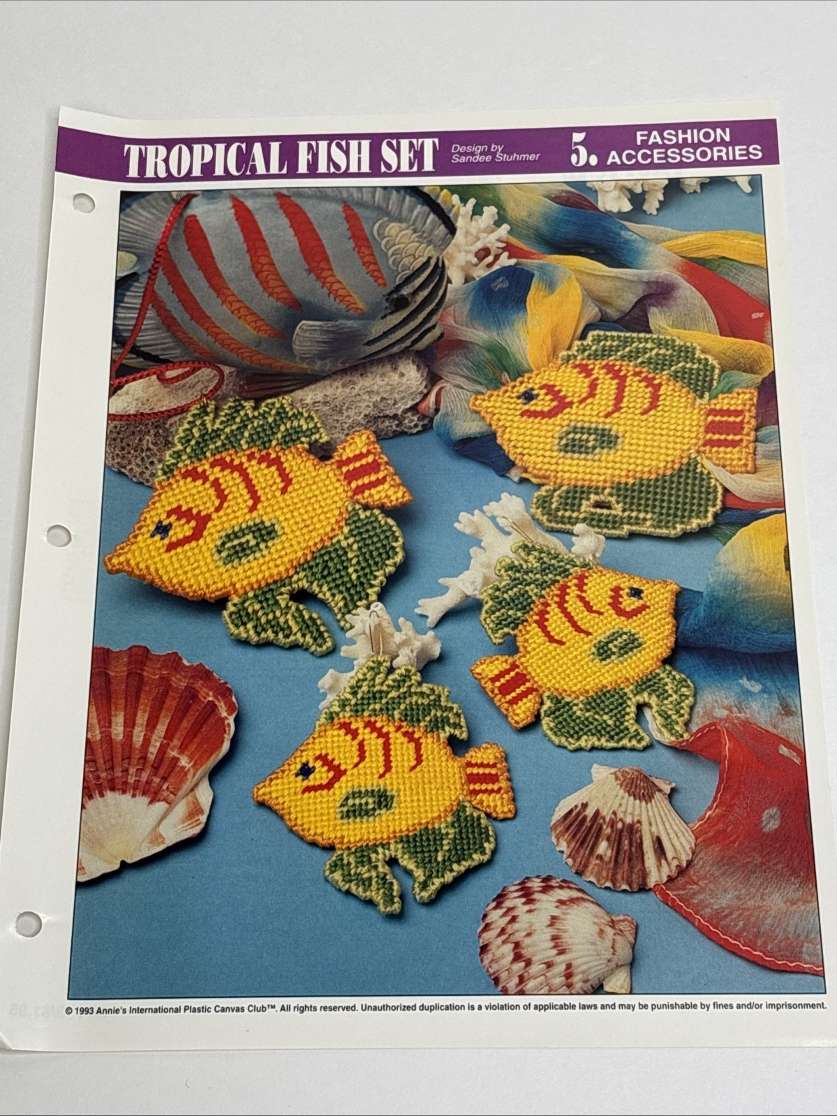 Tropical Fish Set Necklace Earrings Annie's Attic Plastic Canvas Pattern Page