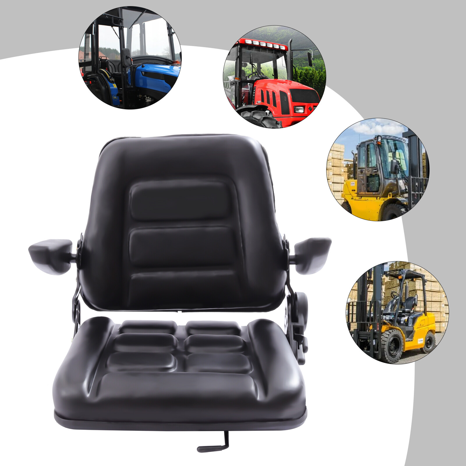 Black Seat Universal Forklift Suspension Seat Fits Clark Cat Hyster Yale Toyota