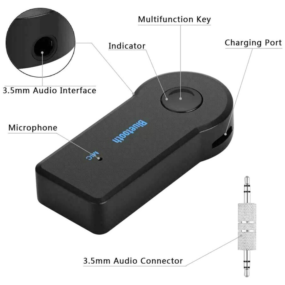 Wireless Bluetooth Receiver 3.5mm AUX Audio Stereo Music Home Car Adapter Kit