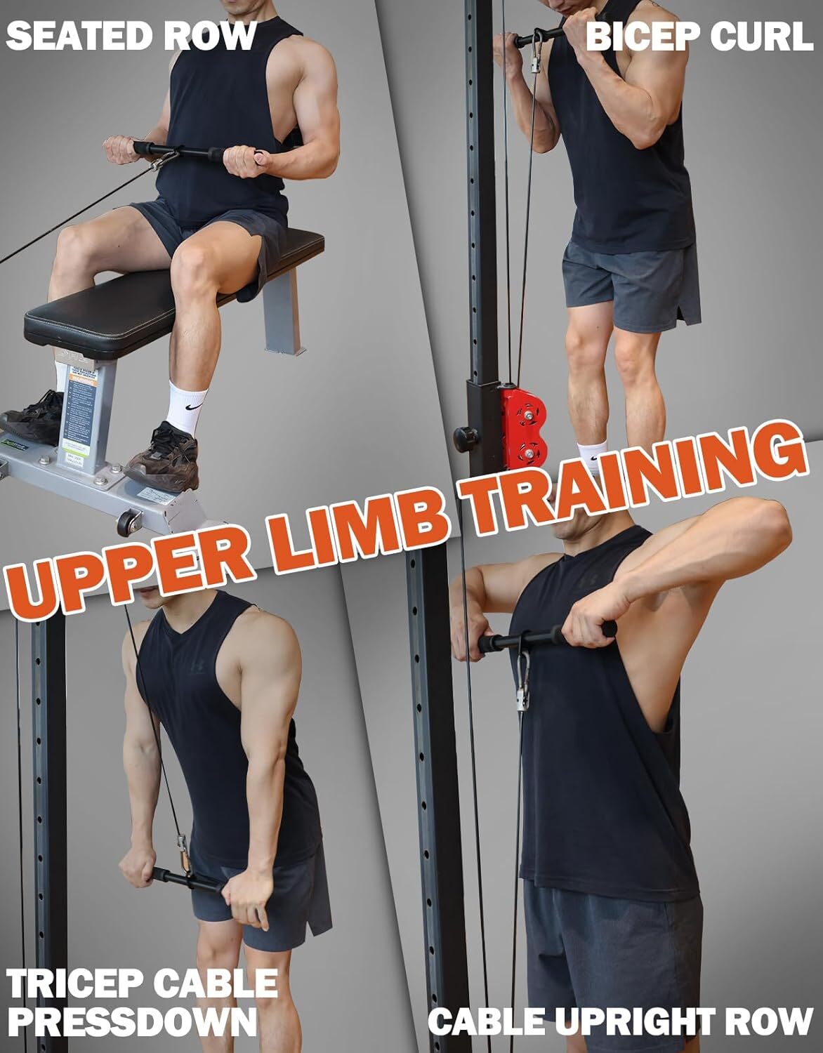 Fitarc Straight Lat Bar Cable Machine AttachmentPull Down Short Bar for Bicep...