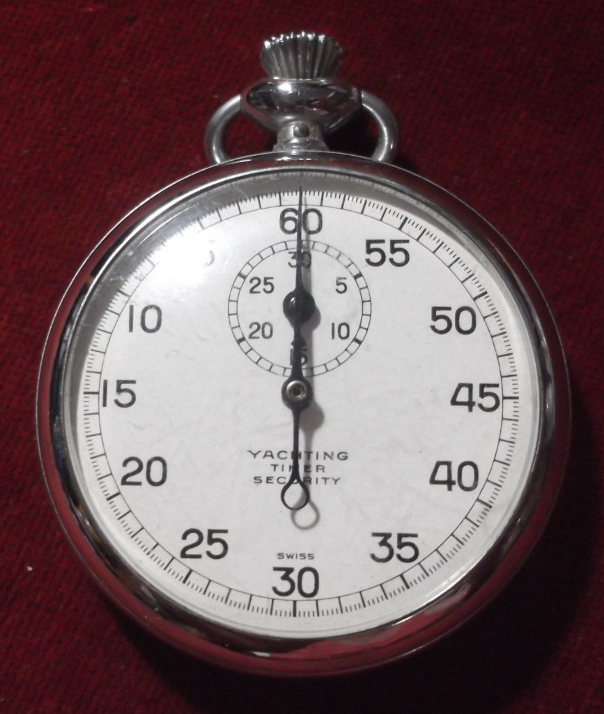RARE VINTAGE "YACHTING TIMER SECURITY" MECHANICAL STOPWATCH, WORKS, SWISS MADE !