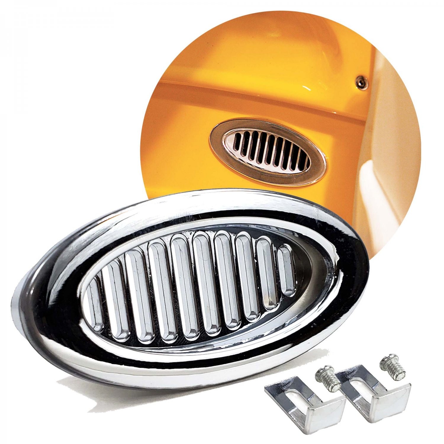 Billet Chrome Oval AC Air Conditioning Heater Dash Vent Universal Slotted Louver