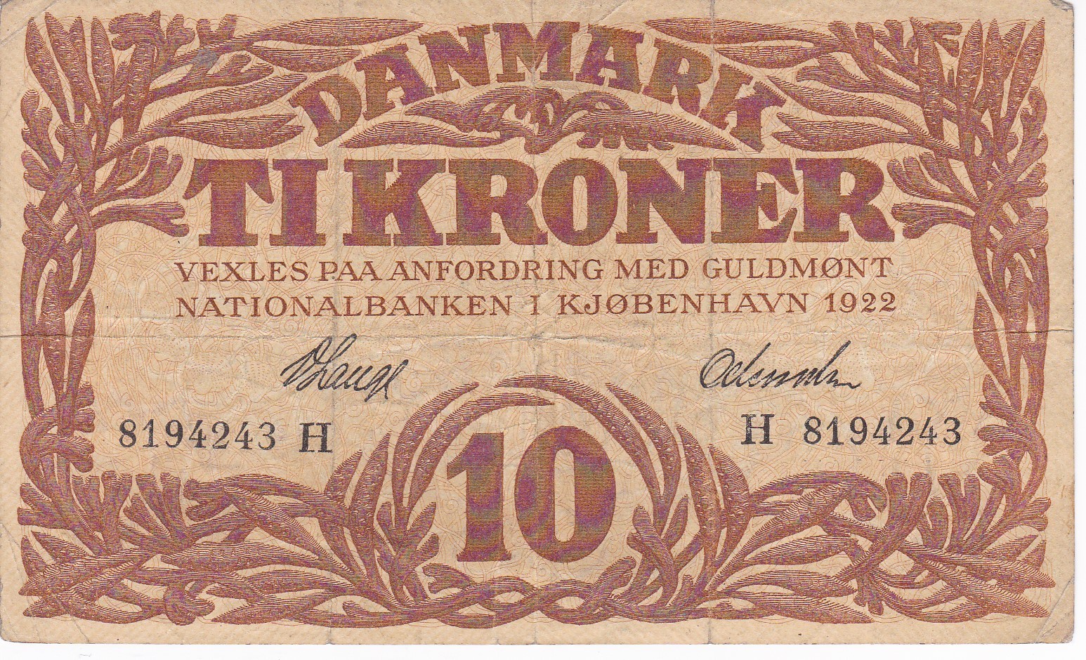Denmark 10 Kroner 1922