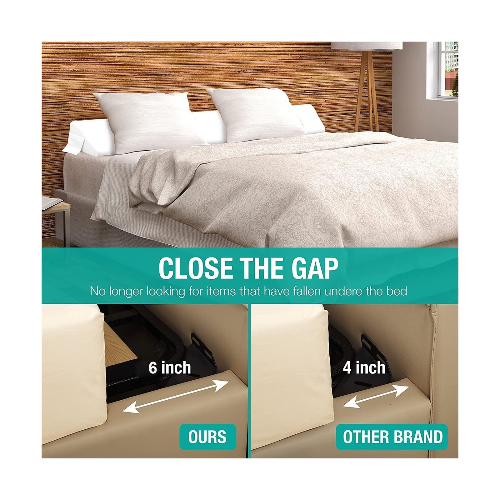 Vekkia King Size Bed Wedge Pillow Gap Filler/Close The Gap (0-6") Between Hea...